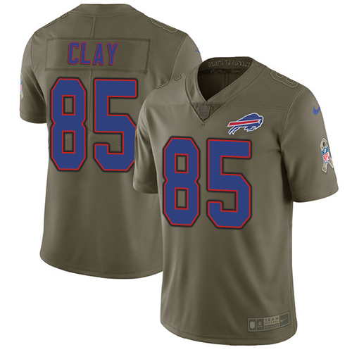 Nike Bills #85 Charles Clay Olive Youth Stitched NFL Limited Salute to Service Jersey